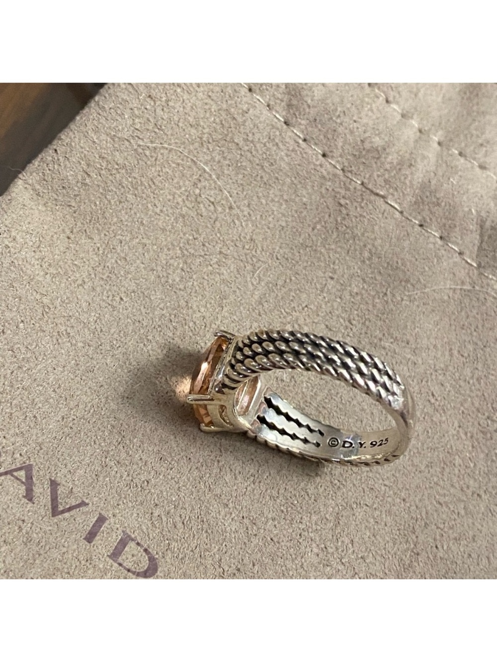 David Yurman Morganite and diamond petite Wheaton ring size 8.5 - Picture 6 of 11